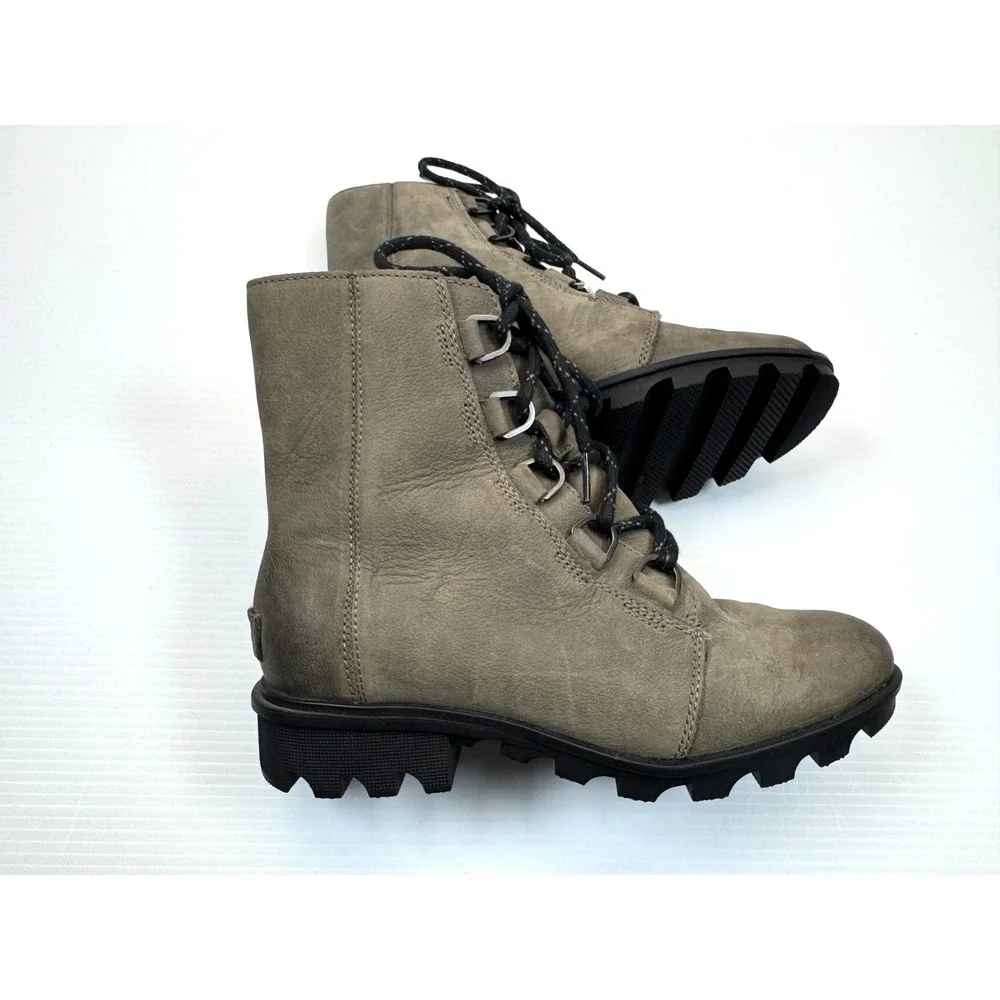 Sorel Phoenix Short Lace Boots ‎ Women 7.5 EUC Leather Waterproof Quarry Comfort